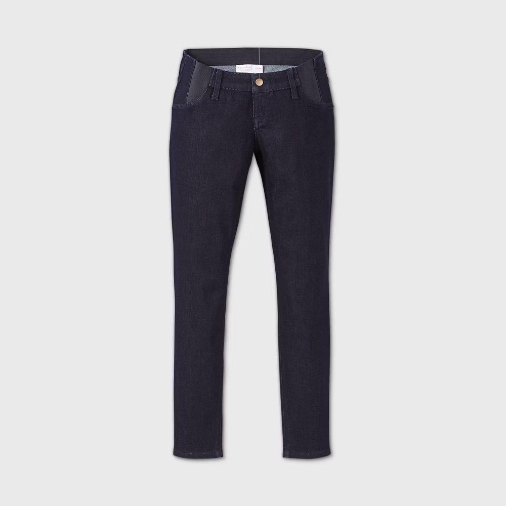 Side Panel Maternity Jeggings in Dark Wash - Isabel Maternity